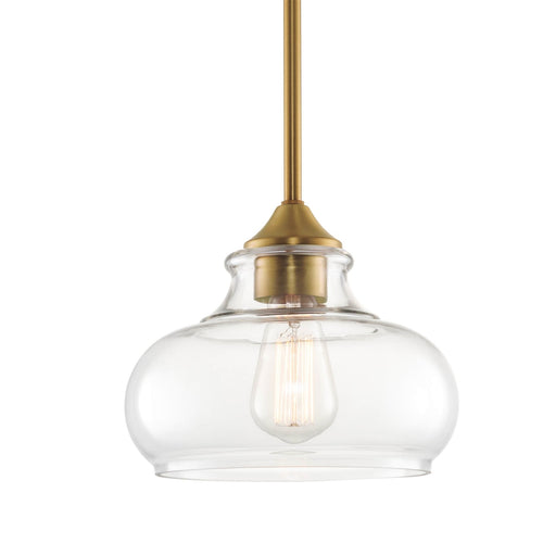Harlow Warm Brass 1 Light Modern Industrial Farmhouse / Schoolhouse / Rustic Pendant Light - 9"