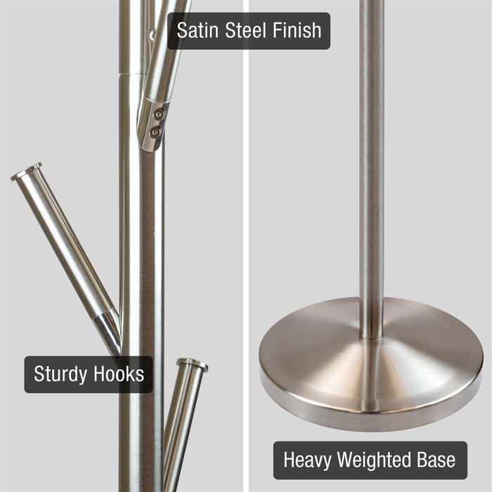 Addison Metal Freestanding Coat Rack - Satin Steel - View 2