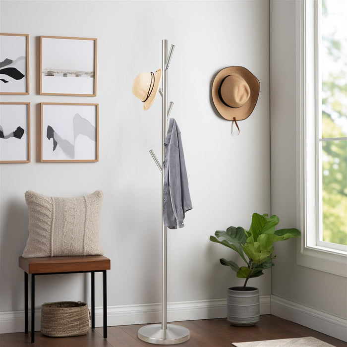 Addison Metal Freestanding Coat Rack - Satin Steel - View 5