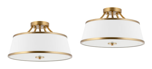 Zoey Warm Brass 3 Light Modern Semi Flush Mount Ceiling Light - 17.5" (2-Pack)