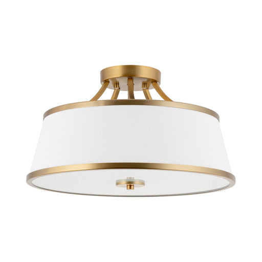 Zoey Warm Brass 3 Light Modern Semi Flush Mount Ceiling Light - 17.5"