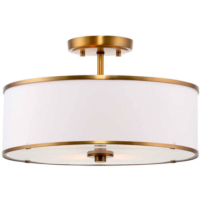 Chloe White 3 Light Retro Modern Semi Flush Mount Ceiling Light - 15.25"