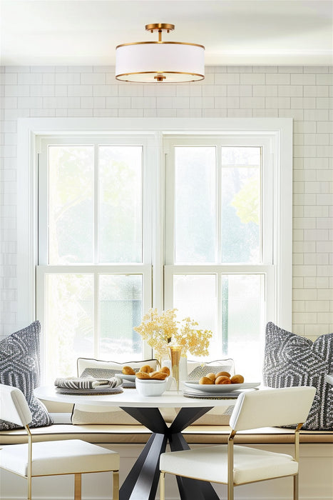 Chloe White 3 Light Retro Modern Semi Flush Mount Ceiling Light - 15.25" - View 3