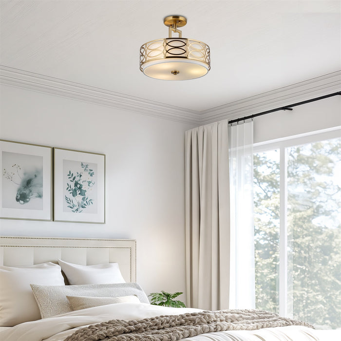 Sienna Cool Brass 3 Light Semi Flush Mount Ceiling Light - 14.5" - View 5