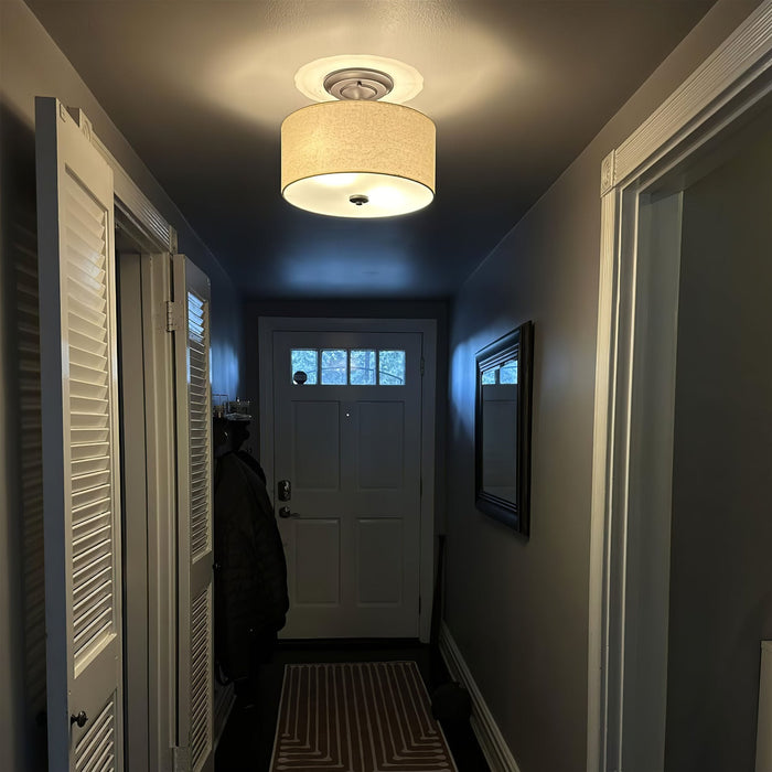 Addison Brushed Nickel 2 Light Semi Flush Mount Ceiling Light - 13" - View 6