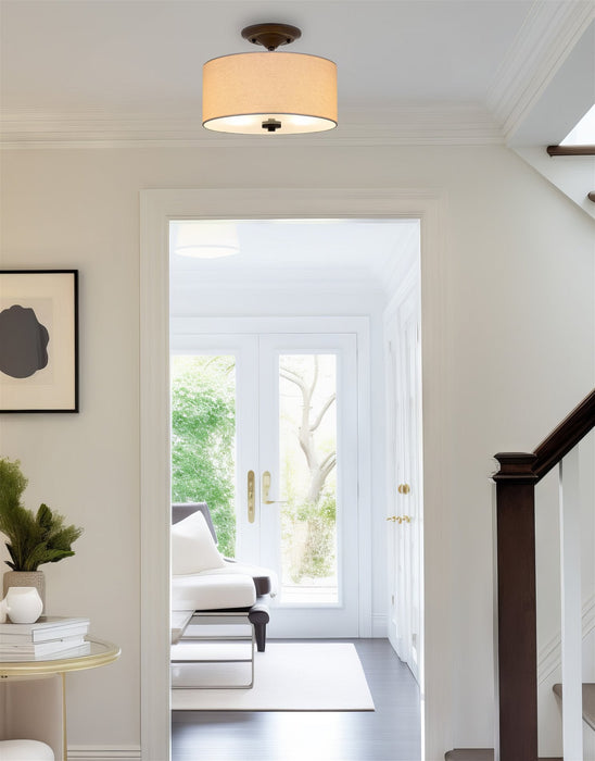 Addison Bronze 2 Light Semi Flush Mount Ceiling Light - 13" - View 8