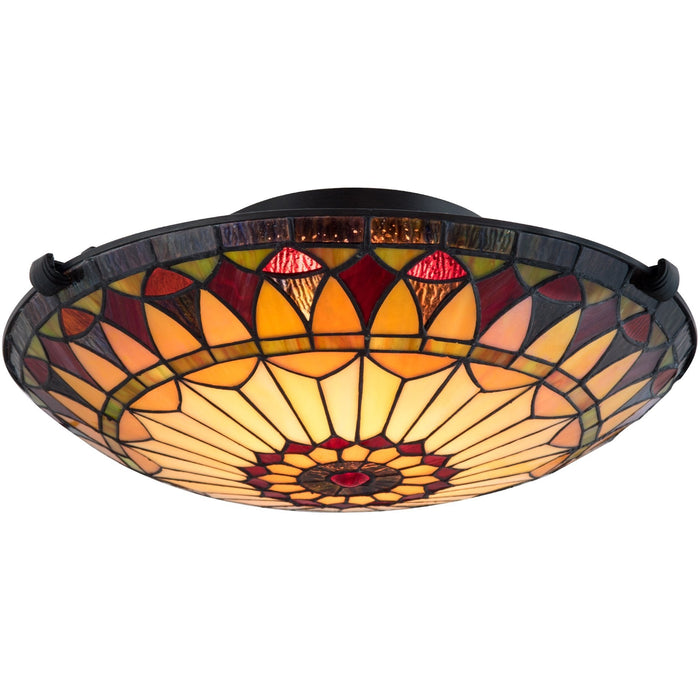 Mateo Black 2 Light Tiffany Glass Flush Mount Ceiling Light - 16" (2-Pack) - View 7