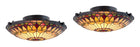 Mateo Black 2 Light Tiffany Glass Flush Mount Ceiling Light - 16" (2-Pack)