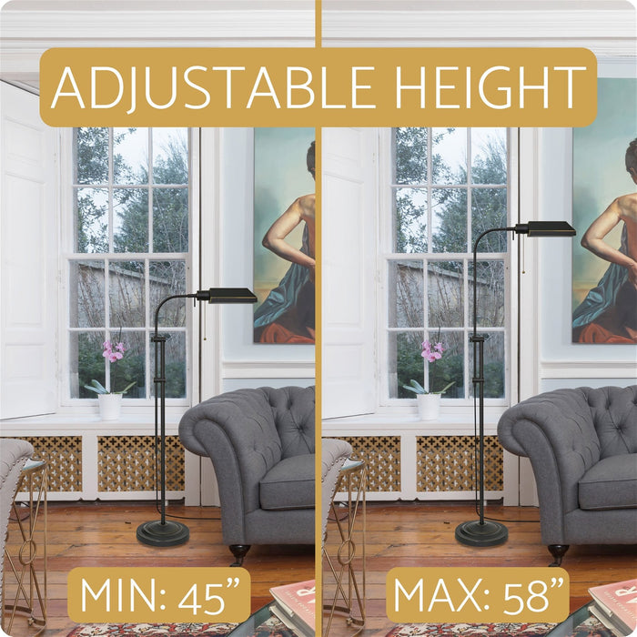 Prescott Dark Bronze 1 Light Modern Industrial Adjustable Standing Pharmacy Floor Lamp - 58" (2-Pack) - View 3