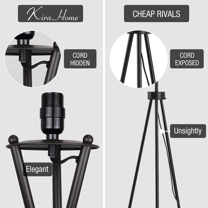 Sadie Black 1 Light Mid Century Modern Tripod LED Floor Lamp - 61" - View 3