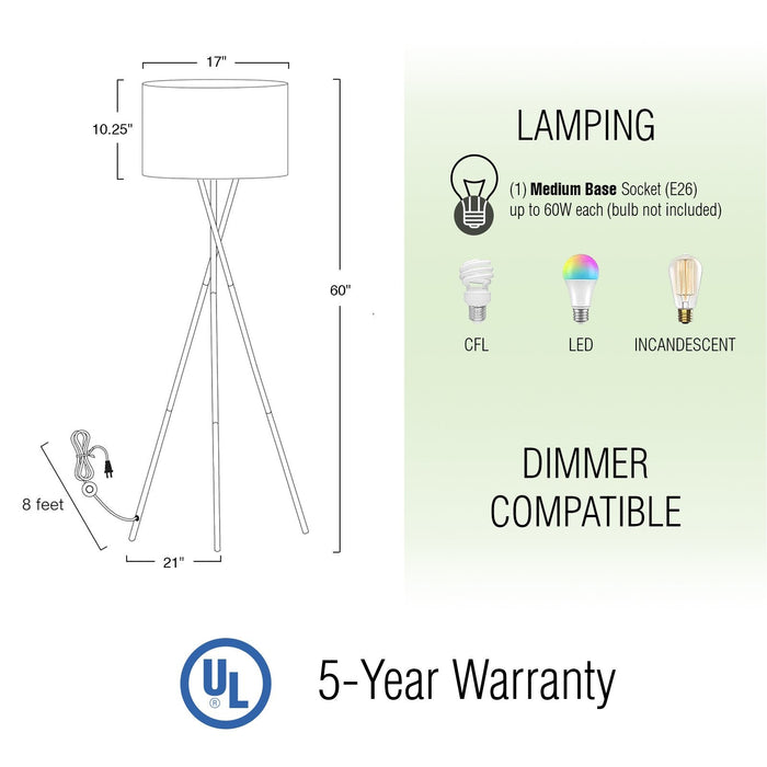Sadie Oil Rubbed Bronze 1 Light Modern Tripod LED Floor Lamp - 60" - View 5