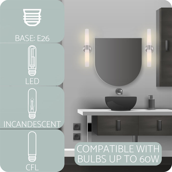 Duo Brushed Nickel 2 Light Modern Bathroom Vanity Wall Sconce - 21" (2-Pack) - View 5