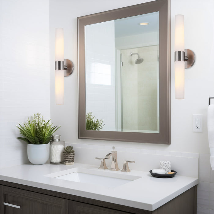 Duo Brushed Nickel 2 Light Modern Bathroom Vanity Wall Sconce - 21" - View 3