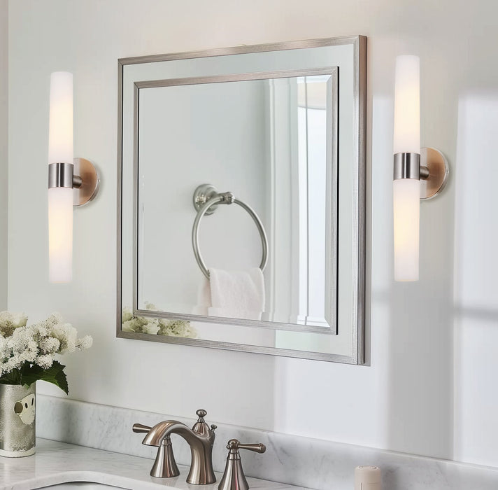 Duo Brushed Nickel 2 Light Modern Bathroom Vanity Wall Sconce - 21" - View 7