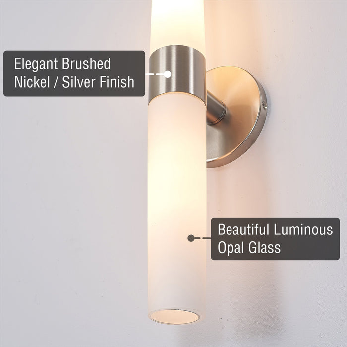 Duo Brushed Nickel 2 Light Modern Bathroom Vanity Wall Sconce - 21" - View 2