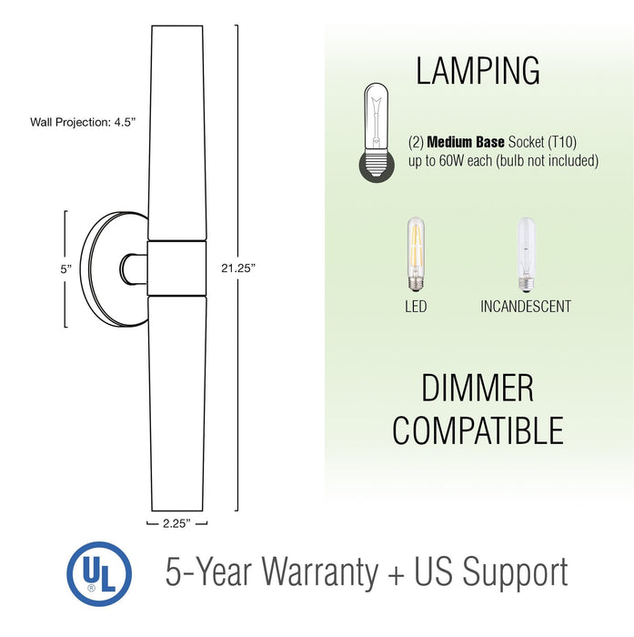 Duo Cool Brass 2 Light Modern Bathroom Vanity Wall Sconce - 21" (2-Pack) - View 4