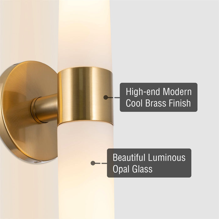 Duo Cool Brass 2 Light Modern Bathroom Vanity Wall Sconce - 21" - View 2
