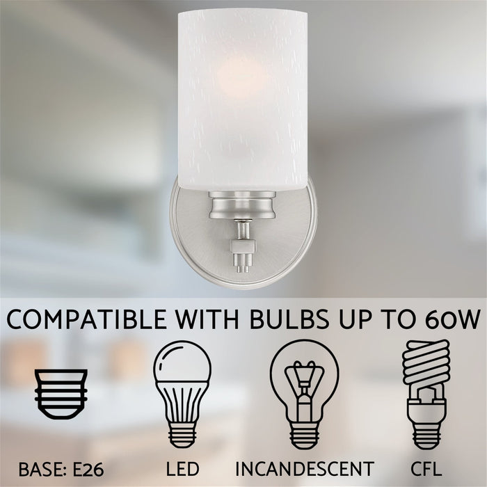 Phoebe Brushed Nickel 1 Light Modern Farmhouse Wall Sconce - 8" (2-Pack) - View 7