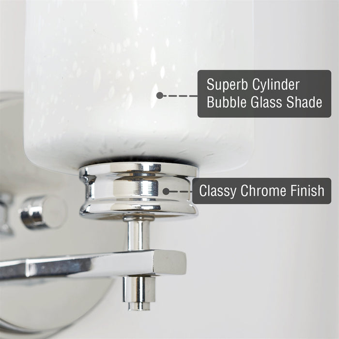 Phoebe Chrome Modern Bathroom Vanity Wall Sconce - 8" - View 2