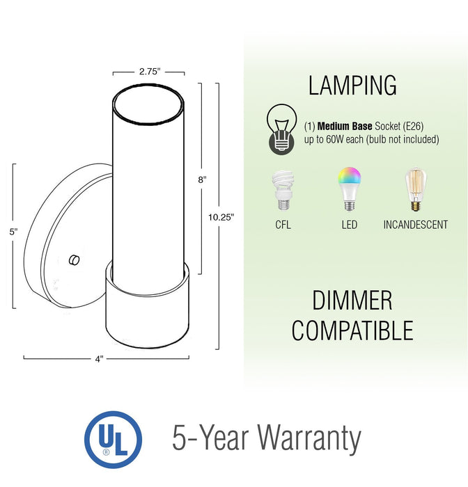 Sol Brushed Nickel 1 Light Modern Bathroom Vanity Wall Sconce - 10" (2-Pack) - View 4