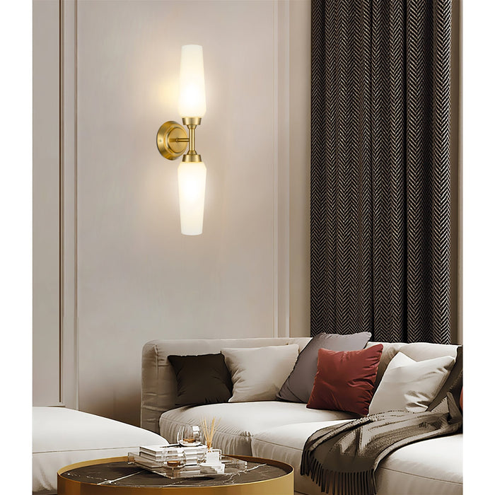 Aurora Cool Brass 2 Light Modern Gold Wall Sconce - 21" - View 6