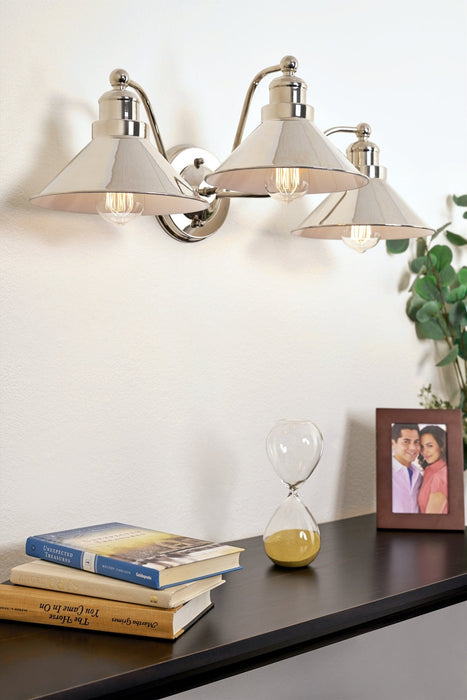 Welton Polished Nickel 3 Light Modern Farmhouse Bathroom Light - 25.5" - View 5