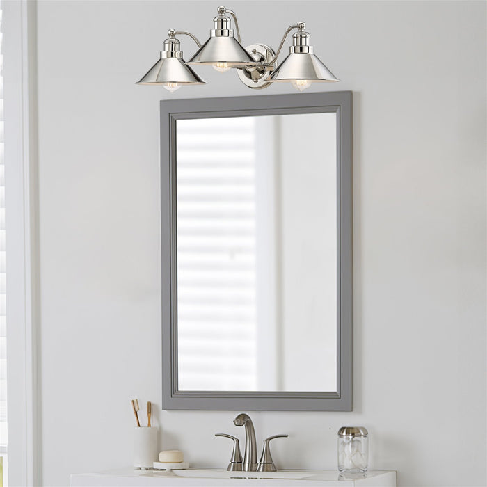 Welton Polished Nickel 3 Light Modern Farmhouse Bathroom Light - 25.5" - View 6