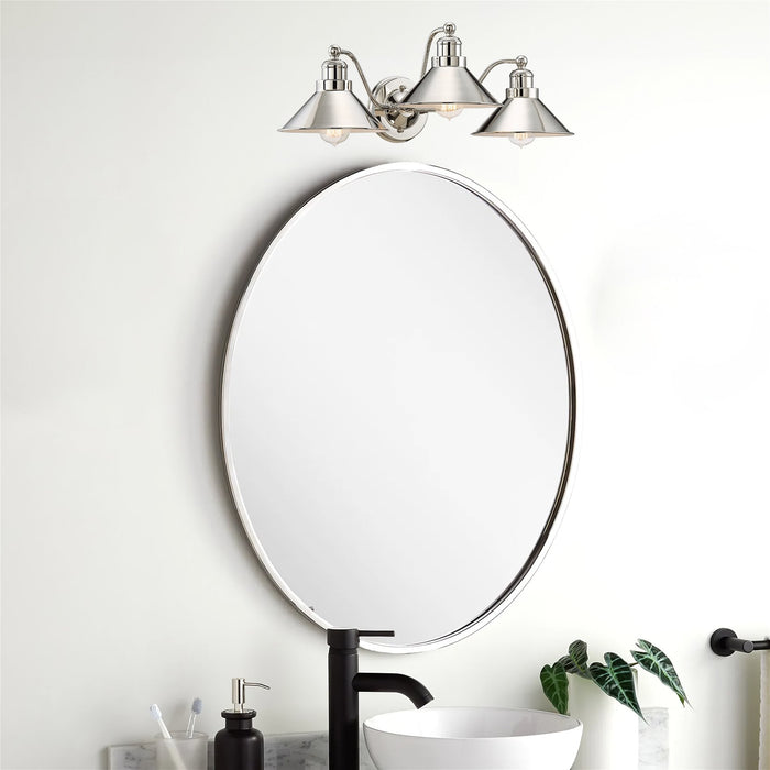 Welton Polished Nickel 3 Light Modern Farmhouse Bathroom Light - 25.5" - View 9