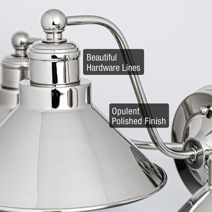 Welton Polished Nickel 3 Light Modern Farmhouse Bathroom Light - 25.5" - View 2