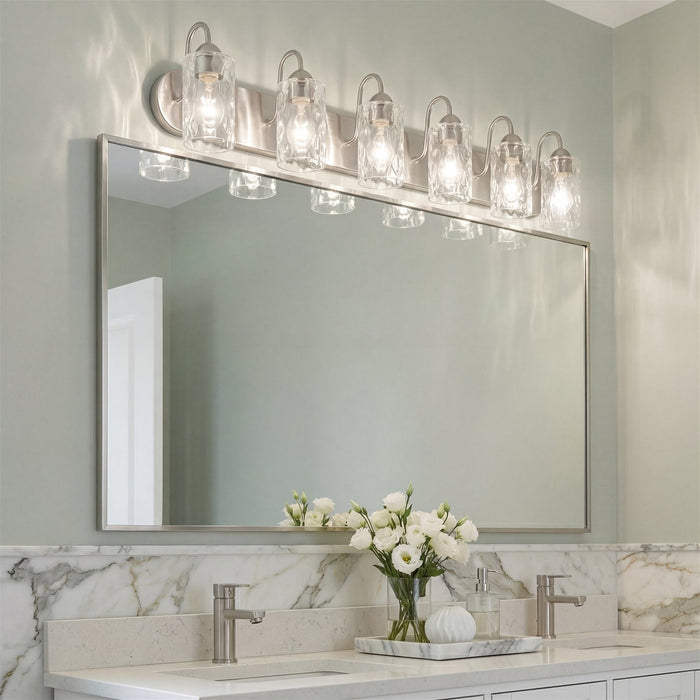 Armada II Brushed Nickel 6 Light Modern Over Mirror Bathroom Vanity Light - 48" (2-Pack) - View 4