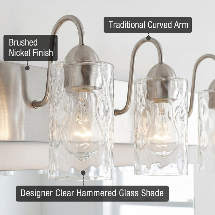 Armada II Brushed Nickel 6 Light Modern Over Mirror Bathroom Vanity Light - 48" - View 2