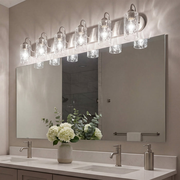 Armada II Brushed Nickel 6 Light Modern Over Mirror Bathroom Vanity Light - 48" - View 7