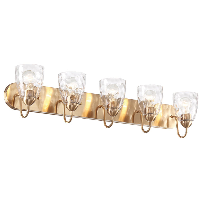 Armada Cool Brass 5 Light Modern Over Mirror Bathroom Vanity Light - 36.5"