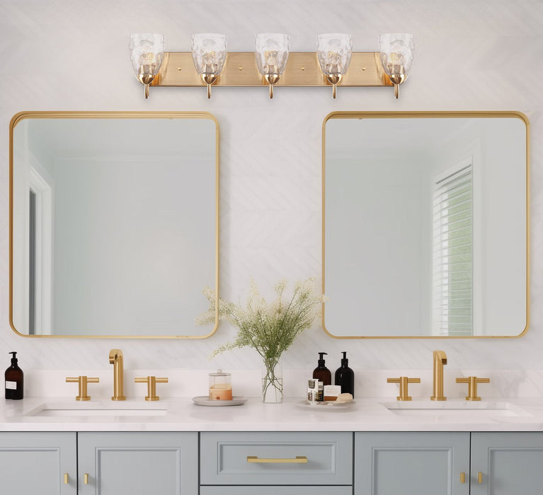 Armada Cool Brass 5 Light Modern Over Mirror Bathroom Vanity Light - 36.5" - View 6