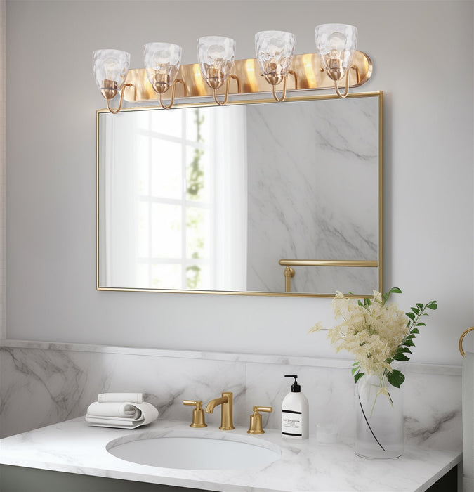 Armada Cool Brass 5 Light Modern Over Mirror Bathroom Vanity Light - 36.5" - View 5