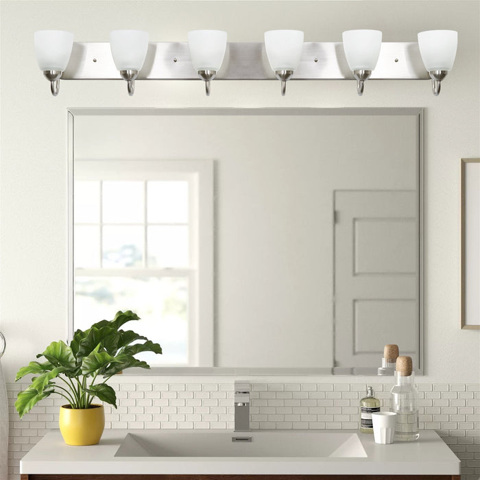 Armada Brushed Nickel 6 Light Modern Over Mirror Bathroom Vanity Light - 48.5" - View 3