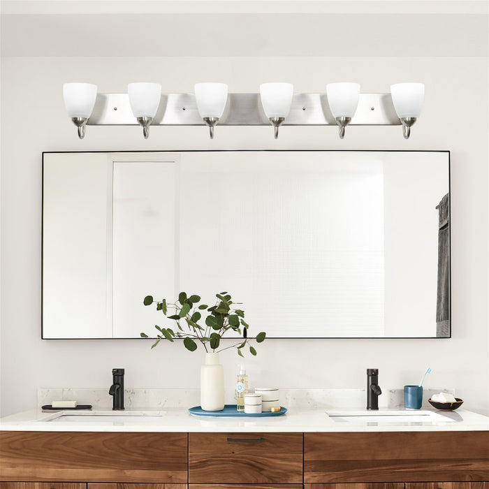 Armada Brushed Nickel 6 Light Modern Over Mirror Bathroom Vanity Light - 48.5" - View 7