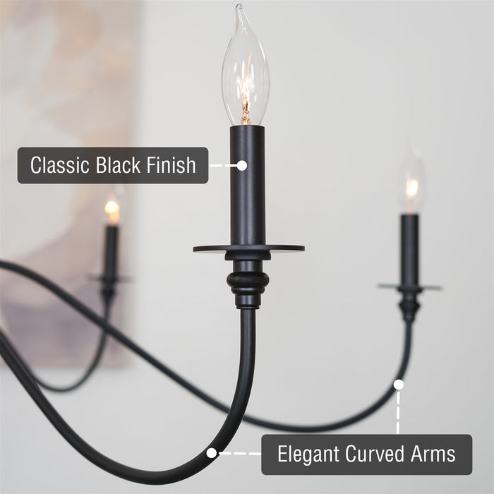 Archer Black 6 Light Large Modern Chandelier - 47" - View 2