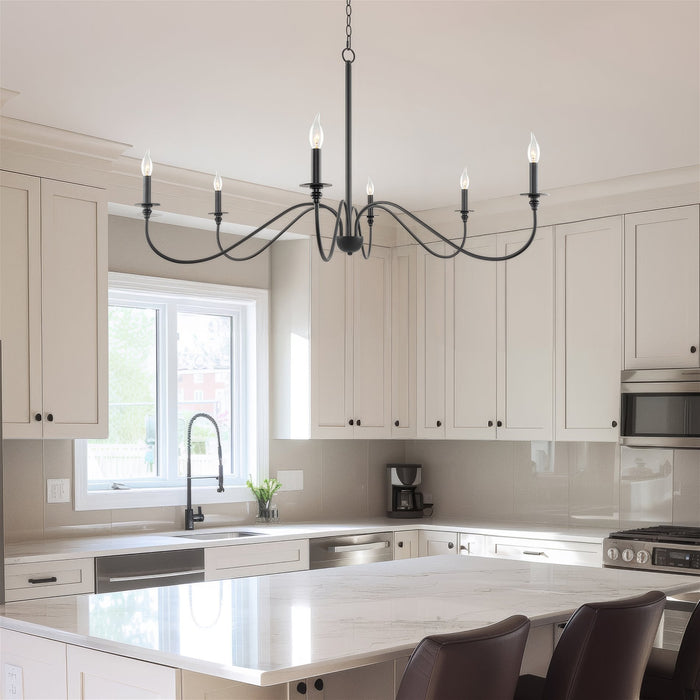 Archer Black 6 Light Large Modern Chandelier - 47" - View 5
