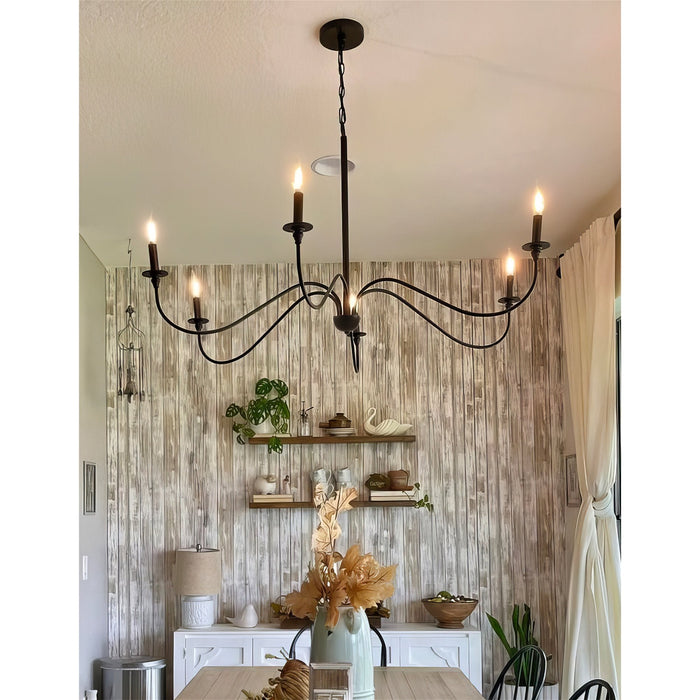 Archer Black 6 Light Large Modern Chandelier - 47" - View 6