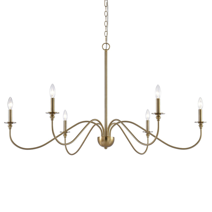 Archer Cool Brass 6 Light Large Modern Chandelier - 47"