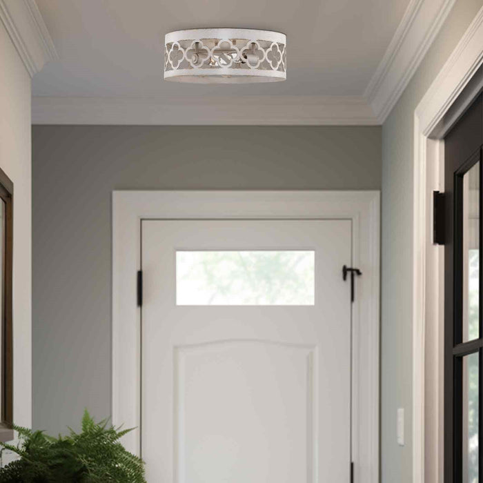 Sutton Antique White 2 Light Modern Flush Mount Ceiling Light - 13.25" - View 3