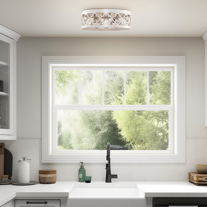 Sutton Antique White 2 Light Modern Flush Mount Ceiling Light - 13.25" - View 6