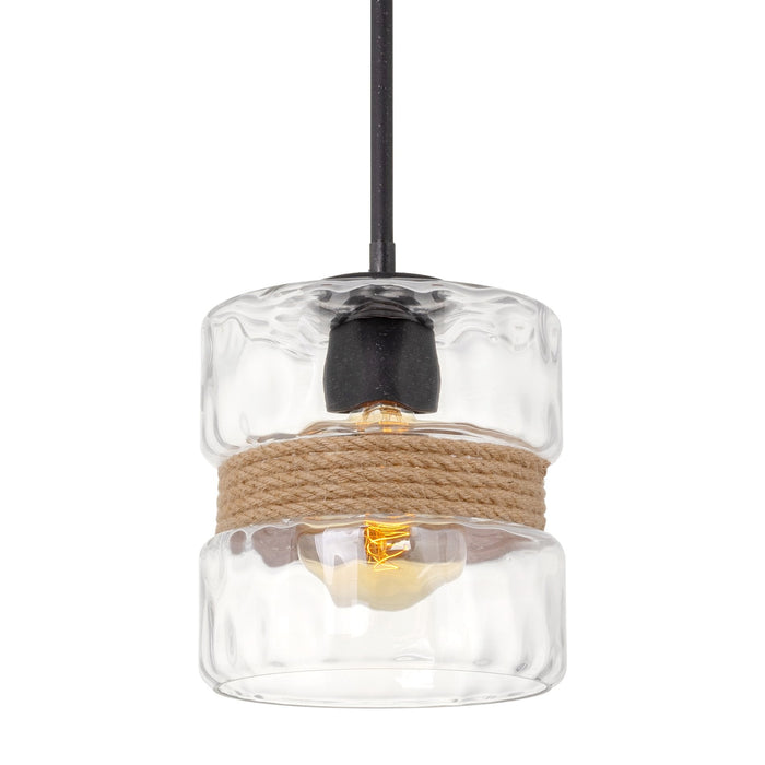 Sage Textured Black 1 Light Modern Pendant Light - 7.5"