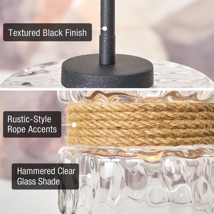 Sage Textured Black 1 Light Modern Pendant Light - 7.5" - View 2