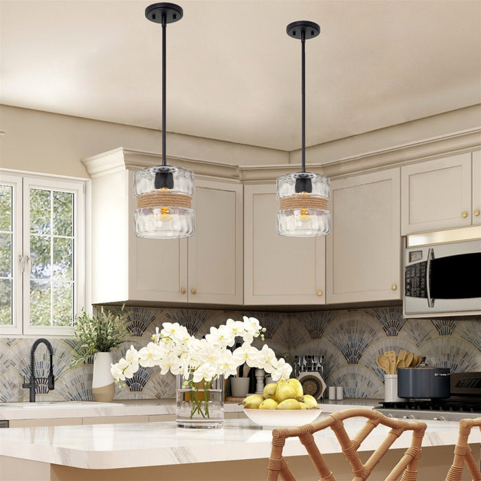 Sage Textured Black 1 Light Modern Pendant Light - 7.5" - View 7