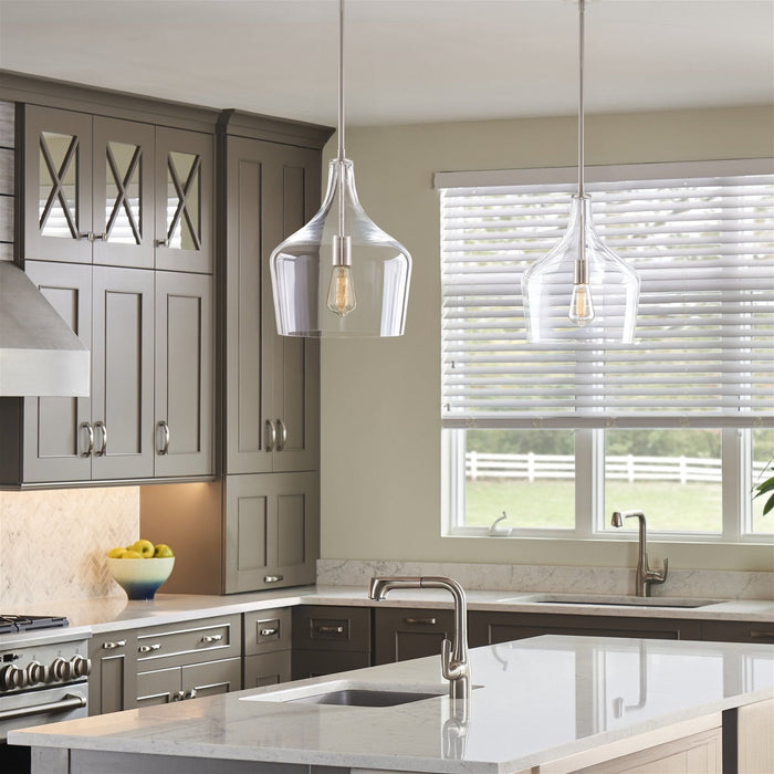 Lucy Brushed Nickel 1 Light Modern Pendant Light - 12" - View 3