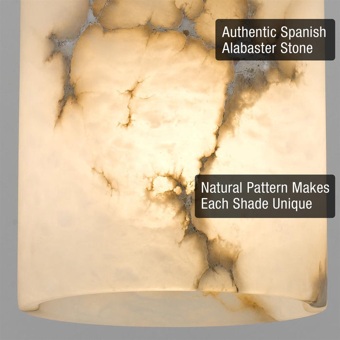 Valencia Cool Brass 1 Light Modern Alabaster Pendant Light - 6" - View 2