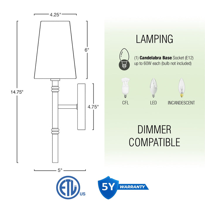 Torche II Cool Brass 1 Light Modern Wall Sconce - 15" - View 4