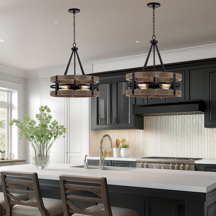 Maybrook Black 4 Light Modern Farmhouse Chandelier - 21" - View 3